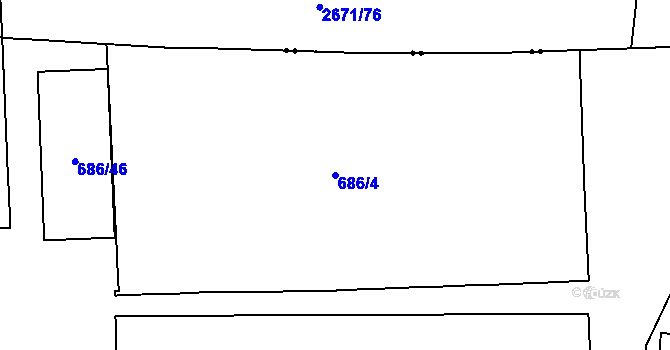 Parcela st. 686/4 v KÚ Malešice, Katastrální mapa