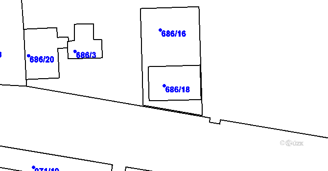 Parcela st. 686/18 v KÚ Malešice, Katastrální mapa