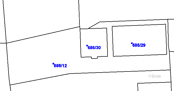Parcela st. 686/30 v KÚ Malešice, Katastrální mapa