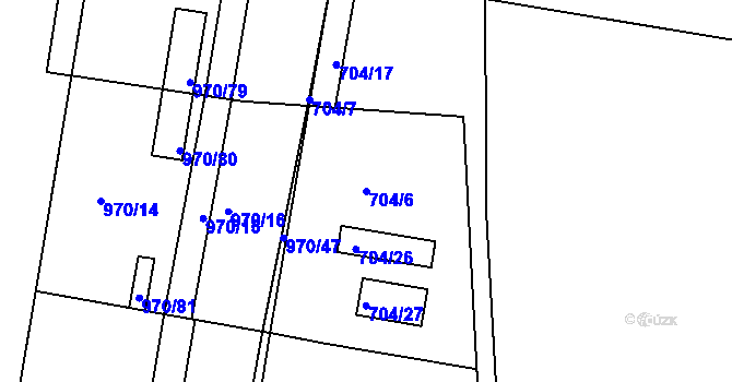 Parcela st. 704/6 v KÚ Malešice, Katastrální mapa