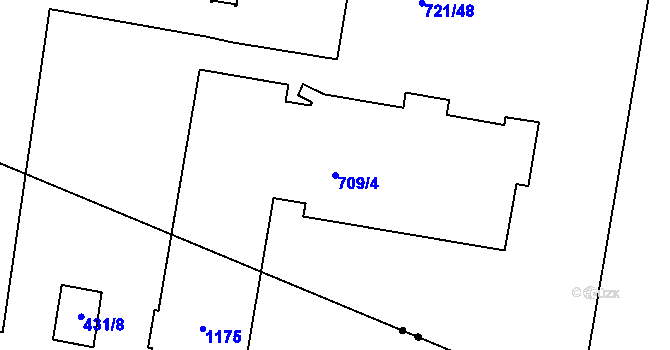 Parcela st. 709/4 v KÚ Malešice, Katastrální mapa