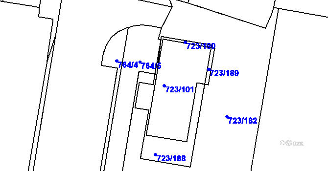 Parcela st. 723/101 v KÚ Malešice, Katastrální mapa