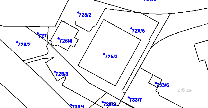 Parcela st. 725/3 v KÚ Malešice, Katastrální mapa