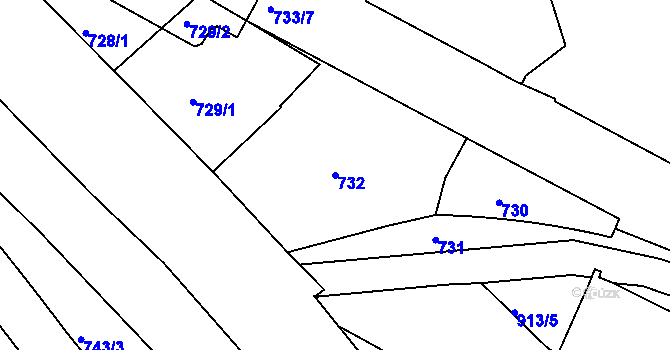Parcela st. 732 v KÚ Malešice, Katastrální mapa