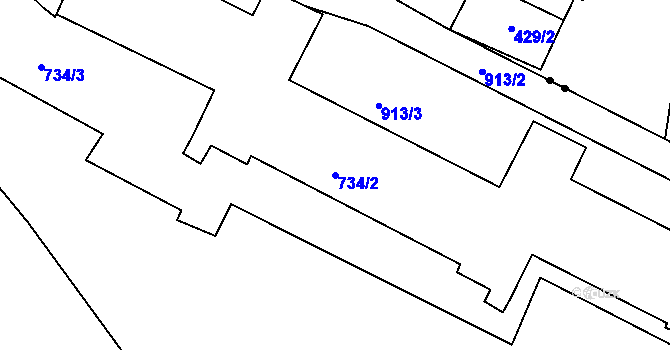 Parcela st. 734/2 v KÚ Malešice, Katastrální mapa