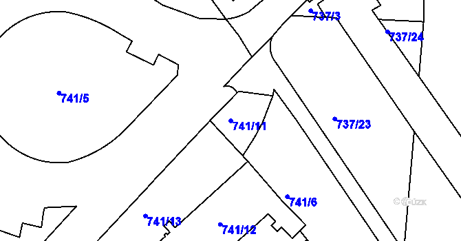 Parcela st. 741/11 v KÚ Malešice, Katastrální mapa