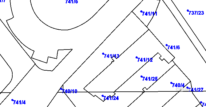 Parcela st. 741/13 v KÚ Malešice, Katastrální mapa