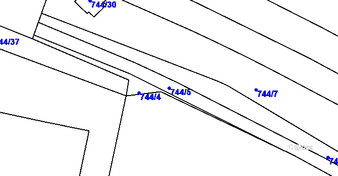 Parcela st. 744/5 v KÚ Malešice, Katastrální mapa