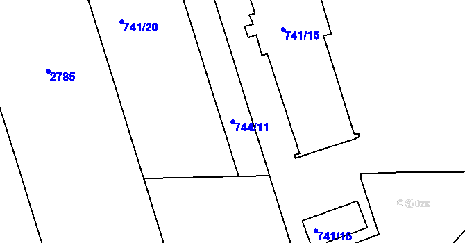 Parcela st. 744/11 v KÚ Malešice, Katastrální mapa