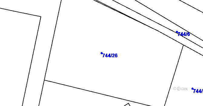 Parcela st. 744/26 v KÚ Malešice, Katastrální mapa
