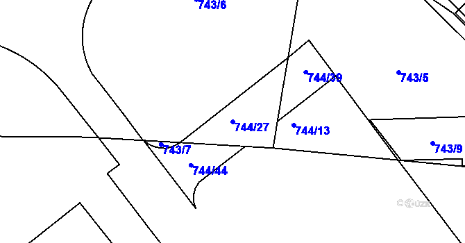 Parcela st. 744/27 v KÚ Malešice, Katastrální mapa
