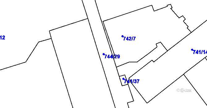 Parcela st. 744/29 v KÚ Malešice, Katastrální mapa