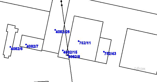 Parcela st. 752/11 v KÚ Malešice, Katastrální mapa