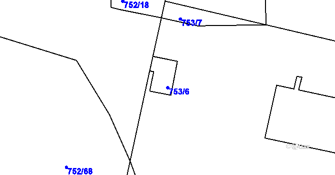 Parcela st. 753/6 v KÚ Malešice, Katastrální mapa