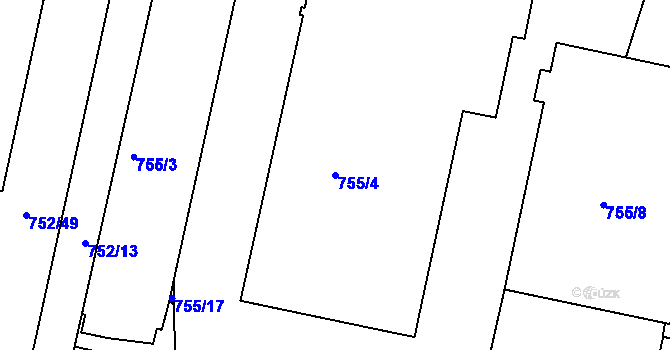 Parcela st. 755/4 v KÚ Malešice, Katastrální mapa