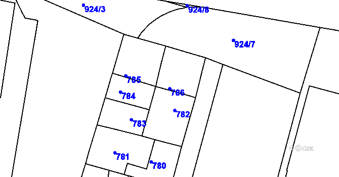 Parcela st. 786 v KÚ Malešice, Katastrální mapa