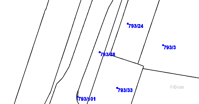 Parcela st. 793/38 v KÚ Malešice, Katastrální mapa