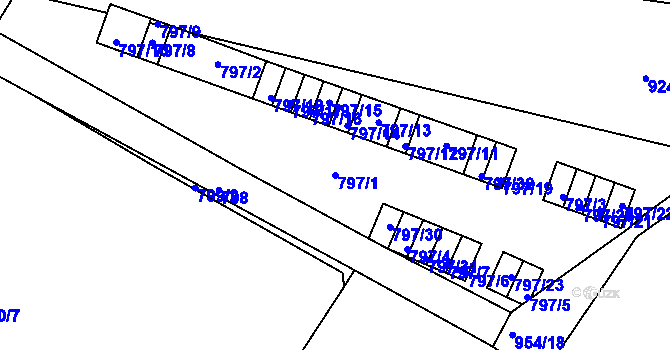 Parcela st. 797/1 v KÚ Malešice, Katastrální mapa