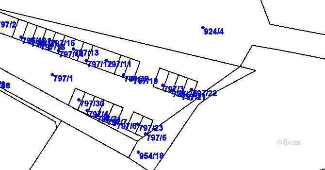 Parcela st. 797/3 v KÚ Malešice, Katastrální mapa