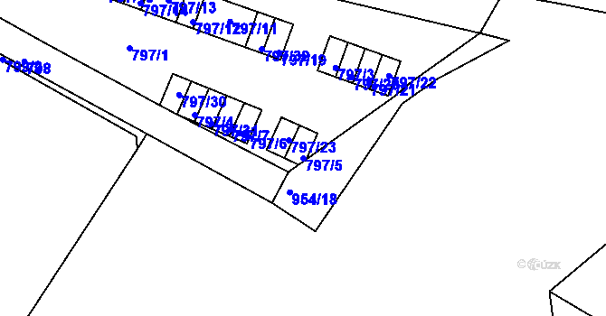 Parcela st. 797/5 v KÚ Malešice, Katastrální mapa
