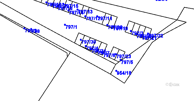 Parcela st. 797/7 v KÚ Malešice, Katastrální mapa