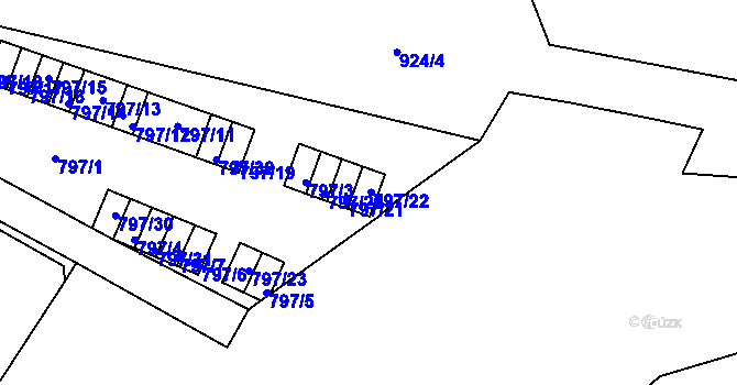 Parcela st. 797/22 v KÚ Malešice, Katastrální mapa