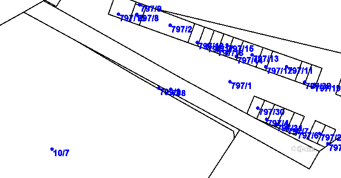 Parcela st. 798 v KÚ Malešice, Katastrální mapa
