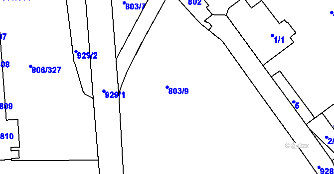 Parcela st. 803/9 v KÚ Malešice, Katastrální mapa