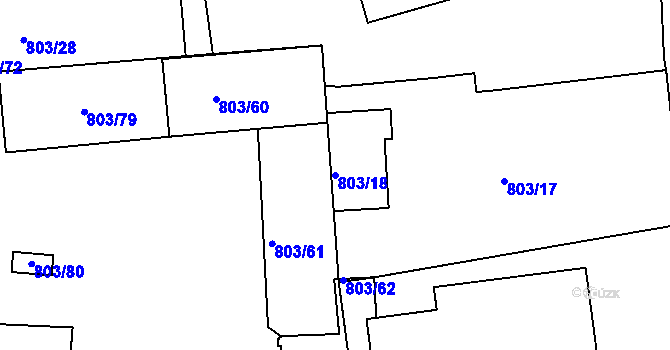 Parcela st. 803/18 v KÚ Malešice, Katastrální mapa