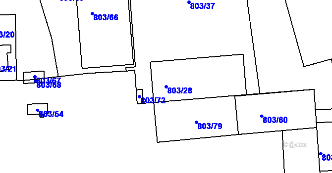 Parcela st. 803/28 v KÚ Malešice, Katastrální mapa