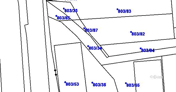 Parcela st. 803/34 v KÚ Malešice, Katastrální mapa