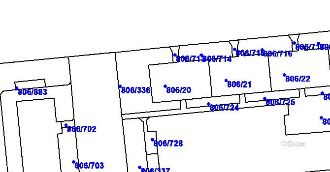 Parcela st. 806/20 v KÚ Malešice, Katastrální mapa