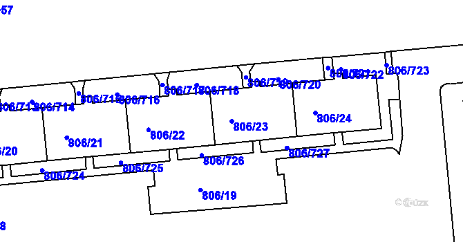 Parcela st. 806/23 v KÚ Malešice, Katastrální mapa