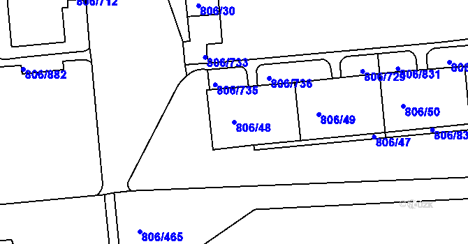 Parcela st. 806/48 v KÚ Malešice, Katastrální mapa