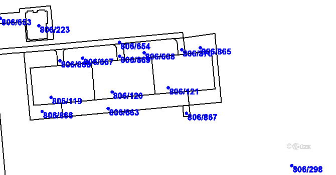 Parcela st. 806/121 v KÚ Malešice, Katastrální mapa
