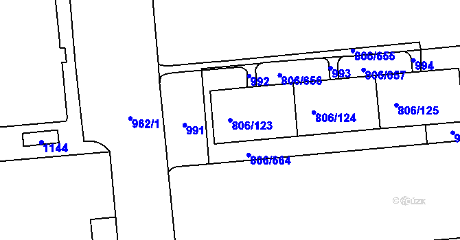 Parcela st. 806/123 v KÚ Malešice, Katastrální mapa