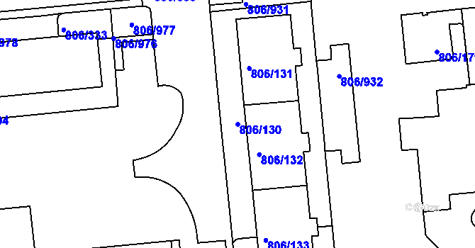 Parcela st. 806/130 v KÚ Malešice, Katastrální mapa