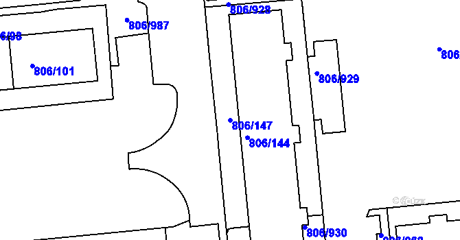 Parcela st. 806/147 v KÚ Malešice, Katastrální mapa