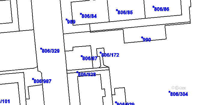 Parcela st. 806/172 v KÚ Malešice, Katastrální mapa