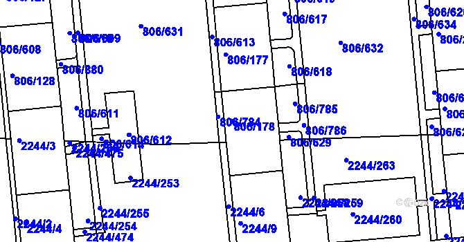 Parcela st. 806/178 v KÚ Malešice, Katastrální mapa