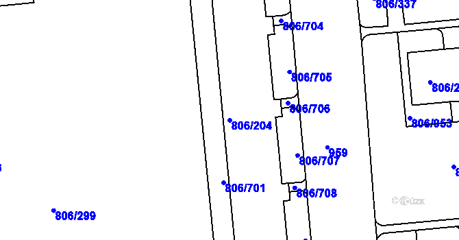 Parcela st. 806/204 v KÚ Malešice, Katastrální mapa