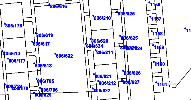 Parcela st. 806/211 v KÚ Malešice, Katastrální mapa