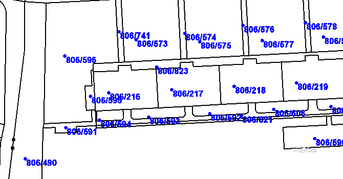 Parcela st. 806/217 v KÚ Malešice, Katastrální mapa