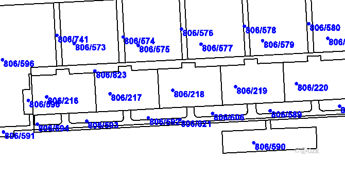 Parcela st. 806/218 v KÚ Malešice, Katastrální mapa