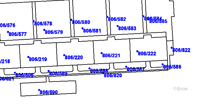 Parcela st. 806/221 v KÚ Malešice, Katastrální mapa