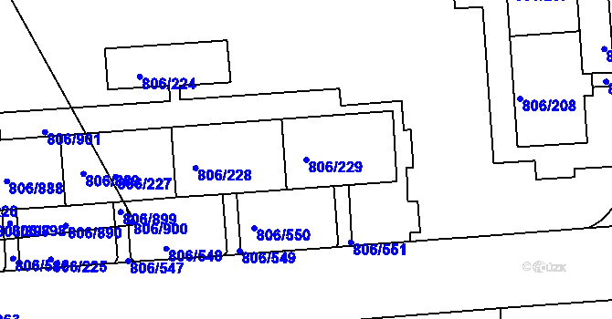 Parcela st. 806/229 v KÚ Malešice, Katastrální mapa
