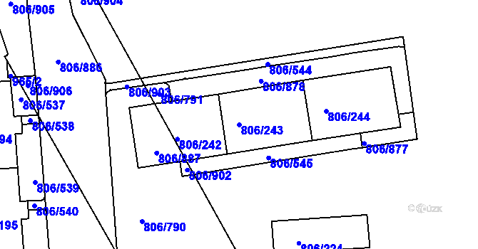 Parcela st. 806/243 v KÚ Malešice, Katastrální mapa