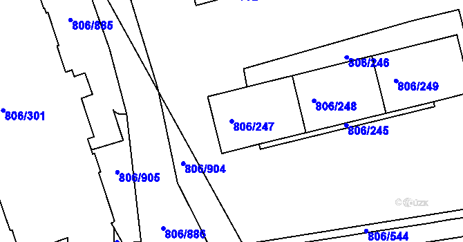 Parcela st. 806/247 v KÚ Malešice, Katastrální mapa