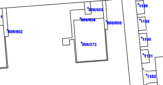 Parcela st. 806/272 v KÚ Malešice, Katastrální mapa