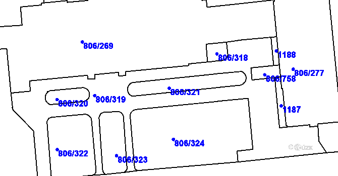Parcela st. 806/321 v KÚ Malešice, Katastrální mapa